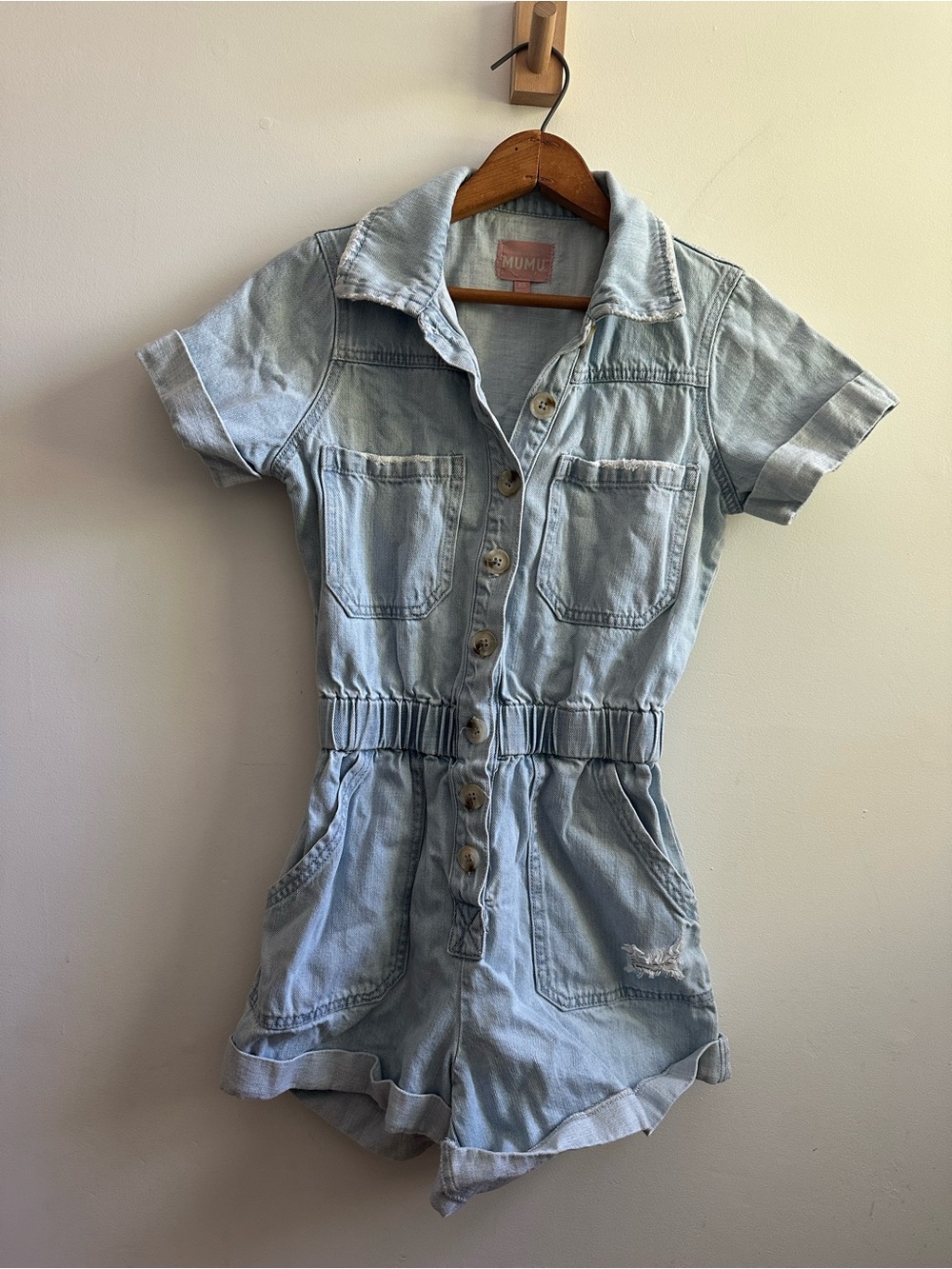Show Me Your Mumu Cannon Denim Romper in Dockside, XS